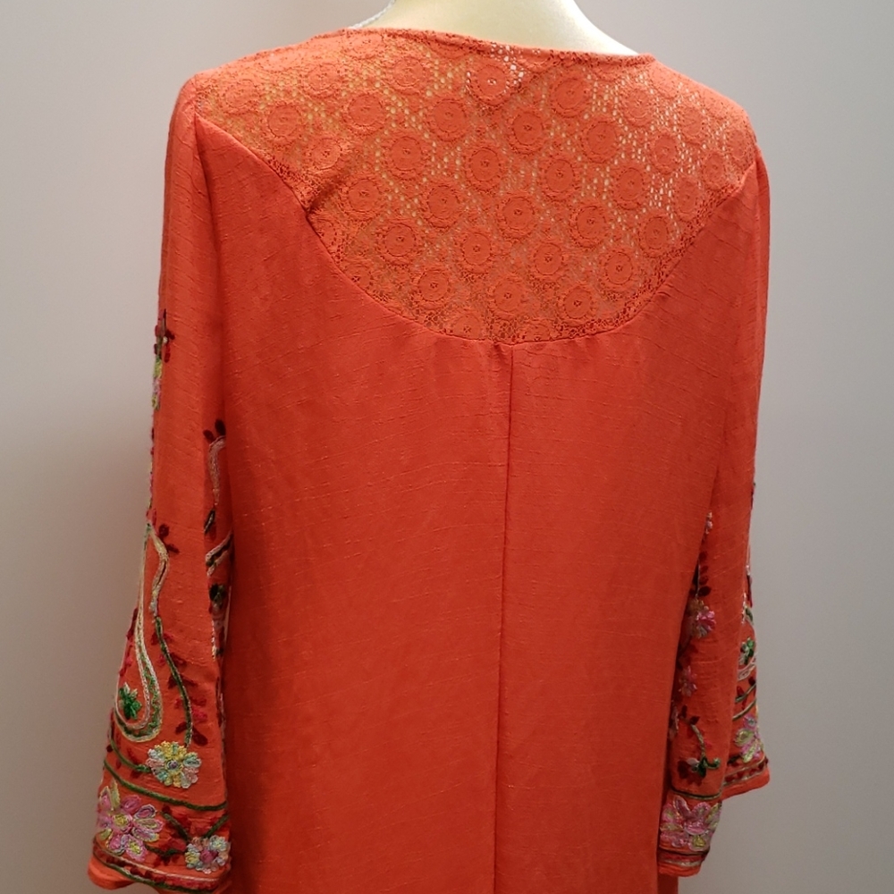 Anthro Fig & Flower Sz M Embroidered Dress E25 - Picture 5 of 8